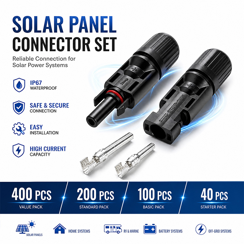 Solar Cable Mc4 Connector - 600/400/200/100/40/20 PCS Solar Panel Connector Kit